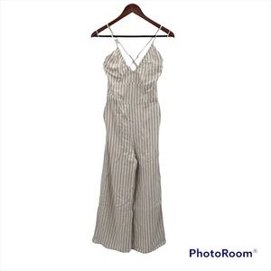 Abercrombie & Fitch Size XS Linen Striped V-Neck Jumpsuit
